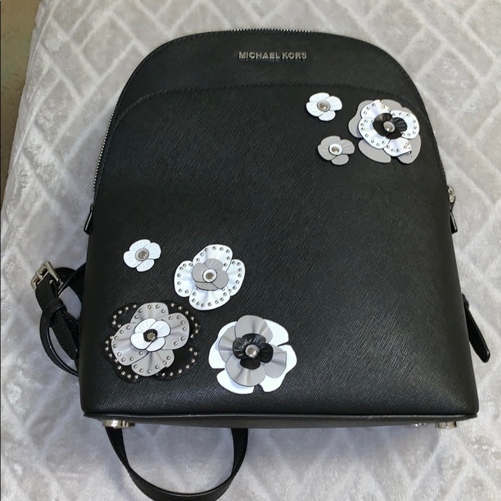 Michael Kors Emmy Floral Backpack in Black